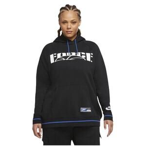 Nike Phoenix Fleece Equality Hoodie, Black Blue Trim, Plus Size Women's 3XL
